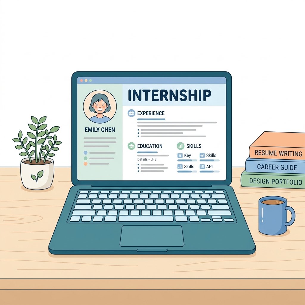 Internships open laptop flat illustration